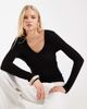 ASOS DESIGN ASOS DESIGN lyocell blend v-neck long sleeve top in black - 1