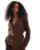 ASOS DESIGN ASOS DESIGN lyocell wrap tie detail shirt in chocolate - part of a set-Brown - 1