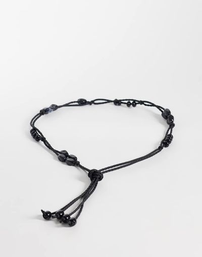 ASOS DESIGN ASOS DESIGN macrame beaded waist and hip belt in black