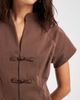 ASOS DESIGN ASOS DESIGN mandarin colllar cap sleeve blouse in brown - part of a set - 3