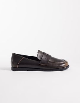 ASOS DESIGN ASOS DESIGN Marble premium leather round toe loafers in black burnished