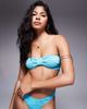 ASOS DESIGN ASOS DESIGN Maria textured knot front bandeau bikini top in turquoise-Blue - 1