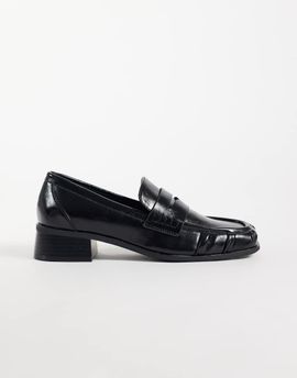 ASOS DESIGN ASOS DESIGN Marisol ruched round toe heeled loafers in black