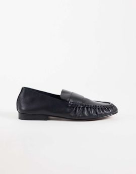 ASOS DESIGN ASOS DESIGN Marlowe softie ruched loafers in black leather