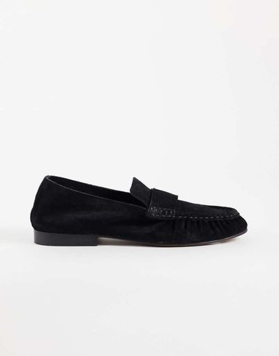 ASOS DESIGN ASOS DESIGN Marlowe softie ruched loafers in black suede