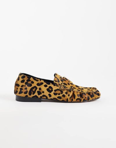 ASOS DESIGN ASOS DESIGN Marlowe softie ruched loafers in leopard hair on real leather-Multi