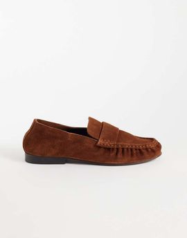 ASOS DESIGN ASOS DESIGN Marlowe softie ruched loafers in rust suede-Brown
