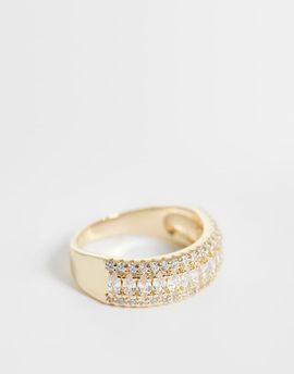 ASOS DESIGN ASOS DESIGN marquise cubic zirconia crystal band ring in gold tone