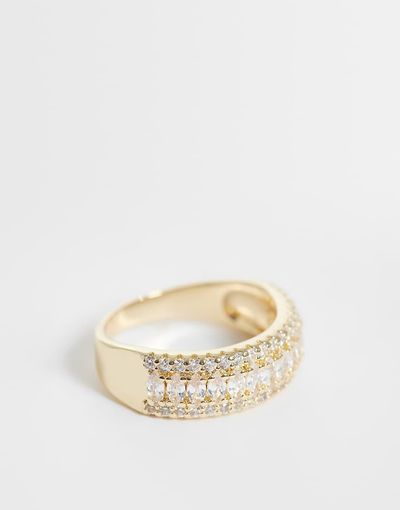ASOS DESIGN ASOS DESIGN marquise cubic zirconia crystal band ring in gold tone