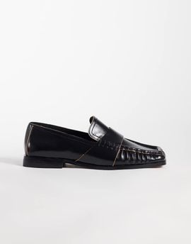 ASOS DESIGN ASOS DESIGN Marvin square toe clean loafers in black leather