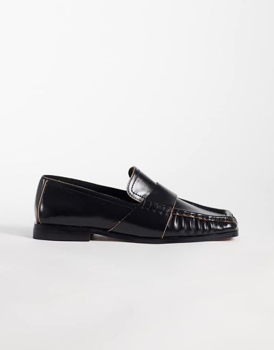ASOS DESIGN ASOS DESIGN Marvin square toe clean loafers in black leather