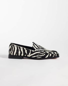 ASOS DESIGN ASOS DESIGN Marvin square toe clean loafers in zebra hair-on-real leather-Multi