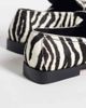 ASOS DESIGN ASOS DESIGN Marvin square toe clean loafers in zebra hair-on-real leather-Multi - 4