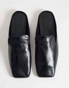 ASOS DESIGN ASOS DESIGN Maude premium slipper mules in black leather