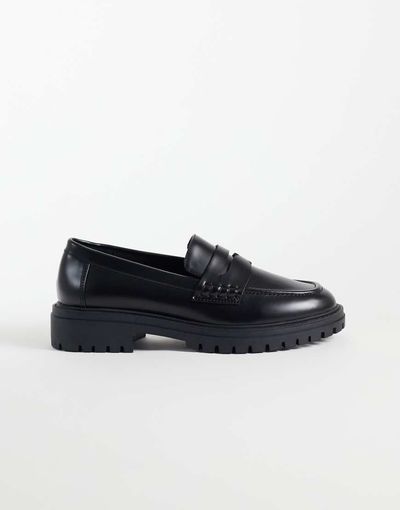 ASOS DESIGN ASOS DESIGN Mavis chunky cleated sole loafers in black