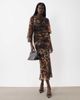 ASOS DESIGN ASOS DESIGN maxi chiffon dress with asym sleeves in dark animal print-MULTI - 1