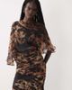 ASOS DESIGN ASOS DESIGN maxi chiffon dress with asym sleeves in dark animal print-MULTI - 2