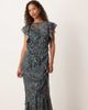 ASOS DESIGN ASOS DESIGN maxi dress with frill body detailing in blue floral print-Multi - 4