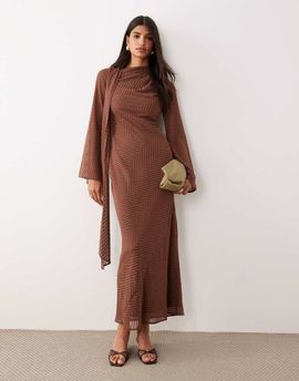 ASOS DESIGN ASOS DESIGN maxi dress with scarf detail in brown stripe-Black