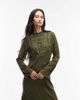 ASOS DESIGN ASOS DESIGN maxi tee dress in washed green with lace trim inserts-Gray - 4