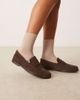 ASOS DESIGN ASOS DESIGN Mayfair premium ruched loafers in brown suede - 1