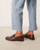 ASOS DESIGN ASOS DESIGN Mayfair premium ruched loafers in chocolate croc emboss leather-Brown - 4