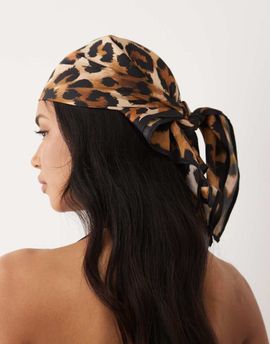 ASOS DESIGN ASOS DESIGN medium headscarf in leopard print-Multi