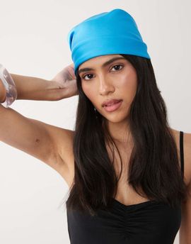 ASOS DESIGN ASOS DESIGN medium headscarf with lace trim in blue-Green