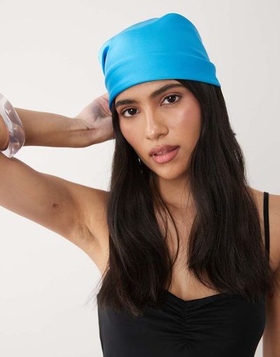 ASOS DESIGN ASOS DESIGN medium headscarf with lace trim in blue-Green