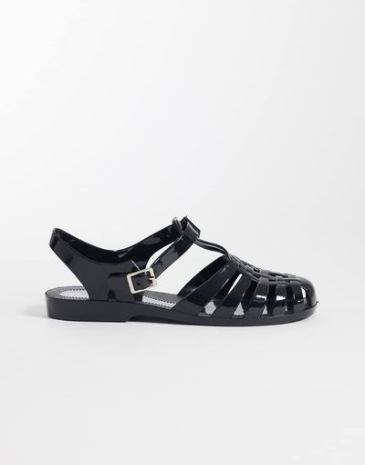ASOS DESIGN ASOS DESIGN Medley jelly fisherman flats in black