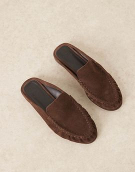 ASOS DESIGN ASOS DESIGN Mellow premium loafer mules in chocolate suede-Brown
