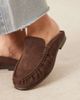 ASOS DESIGN ASOS DESIGN Mellow premium loafer mules in chocolate suede-Brown - 3