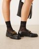 ASOS DESIGN ASOS DESIGN Melrose chain detail ruched loafers in black croc - 1