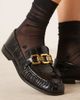 ASOS DESIGN ASOS DESIGN Melrose chain detail ruched loafers in black croc - 3