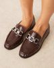ASOS DESIGN ASOS DESIGN Melrose chain detail ruched loafers in brown - 1