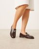 ASOS DESIGN ASOS DESIGN Melrose chain detail ruched loafers in brown - 3