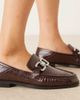 ASOS DESIGN ASOS DESIGN Melrose chain detail ruched loafers in brown - 4