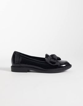 ASOS DESIGN ASOS DESIGN Memphis bow detail flat shoes in black