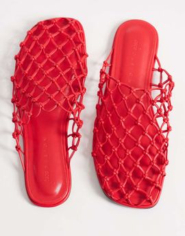 ASOS DESIGN ASOS DESIGN Mercy woven flat mules in red