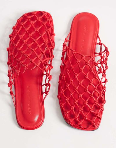 ASOS DESIGN ASOS DESIGN Mercy woven flat mules in red