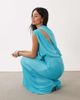ASOS DESIGN ASOS DESIGN mesh asymmetric cap sleeve blouson bodice maxi dress in turquoise-Blue - 1