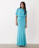 ASOS DESIGN ASOS DESIGN mesh asymmetric cap sleeve blouson bodice maxi dress in turquoise-Blue - 2