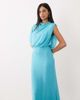 ASOS DESIGN ASOS DESIGN mesh asymmetric cap sleeve blouson bodice maxi dress in turquoise-Blue - 4