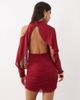 ASOS DESIGN ASOS DESIGN mesh asymmetric ruched mini dress with batwing sleeve in wine-RED - 3