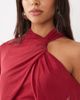 ASOS DESIGN ASOS DESIGN mesh asymmetric ruched mini dress with batwing sleeve in wine-RED - 4