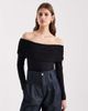 ASOS DESIGN ASOS DESIGN mesh bardot long sleeve bodysuit with cotton body in black - 1