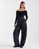 ASOS DESIGN ASOS DESIGN mesh bardot long sleeve bodysuit with cotton body in black - 2