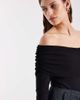 ASOS DESIGN ASOS DESIGN mesh bardot long sleeve bodysuit with cotton body in black - 3