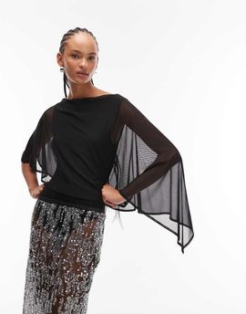 ASOS DESIGN ASOS DESIGN mesh cape bodysuit in black