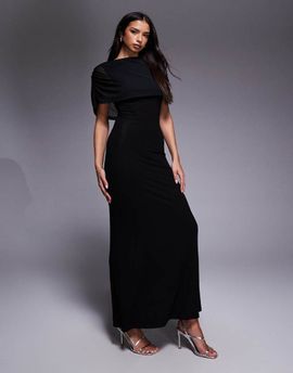 ASOS DESIGN ASOS DESIGN mesh cape detail maxi dress in black